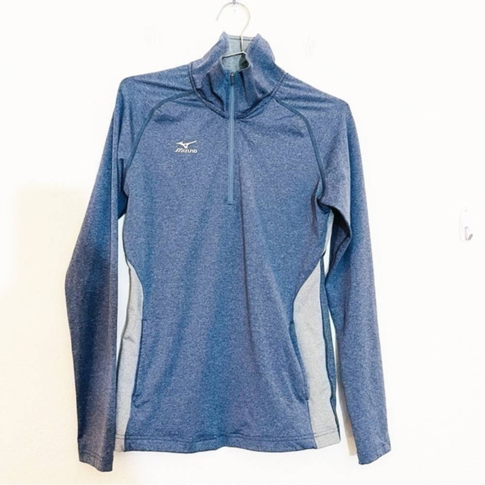 Mizuno Performance quarter Zip Lightweight Top Size Small Blue/Gray Pocket